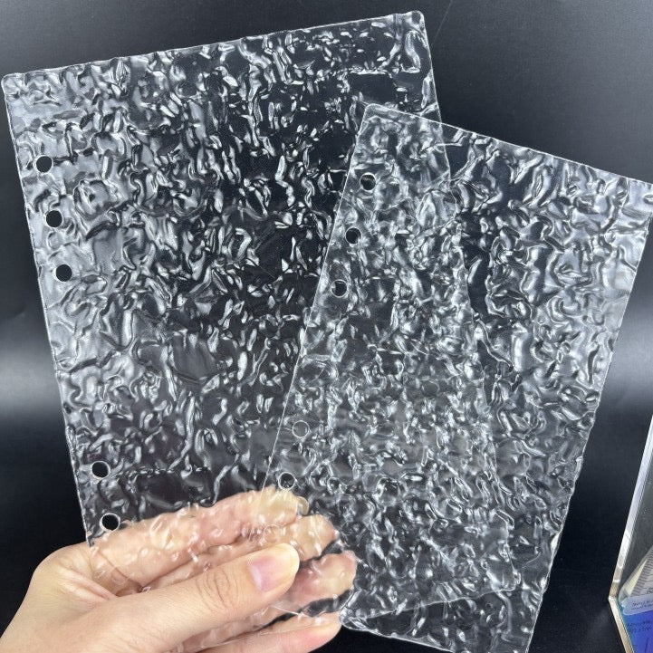  A6 Transparent Acrylic Binder Front with Wavy Pattern, Durable Protector for Budget Binder