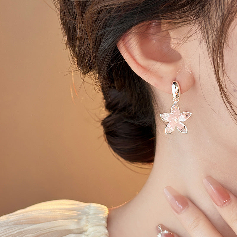 Pink Cherry Blossom Drop Earrings