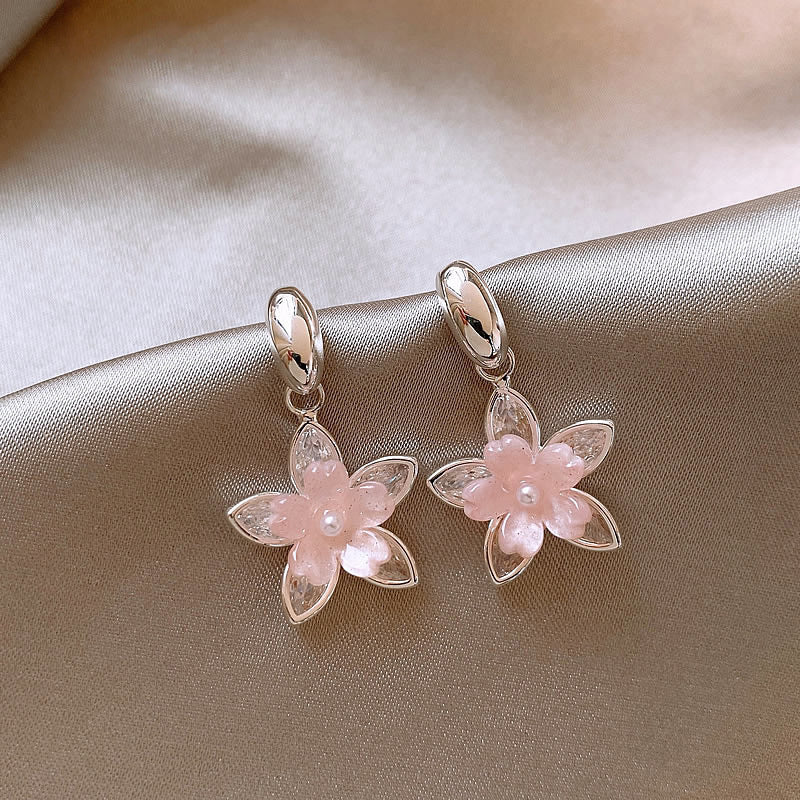 Pink Cherry Blossom Drop Earrings