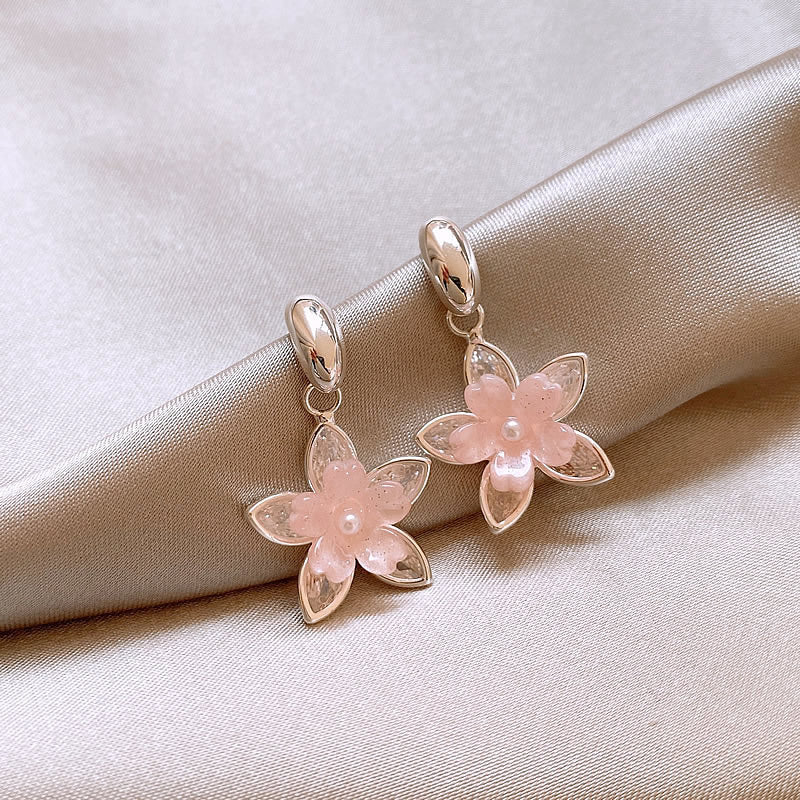 Pink Cherry Blossom Drop Earrings