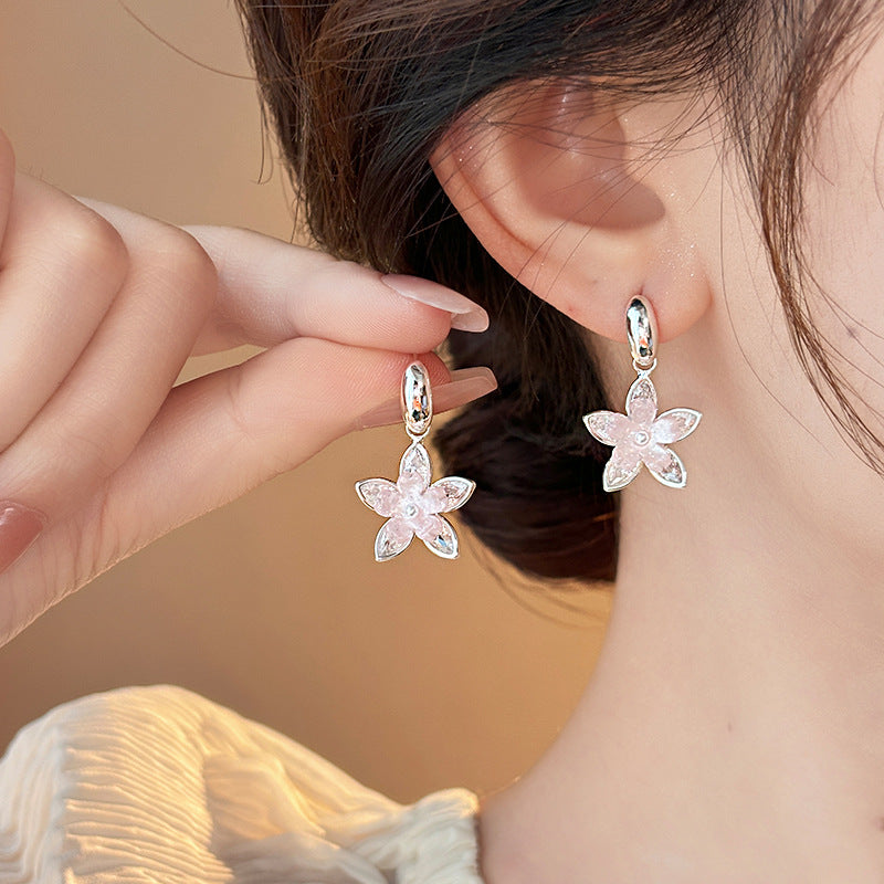 Pink Cherry Blossom Drop Earrings