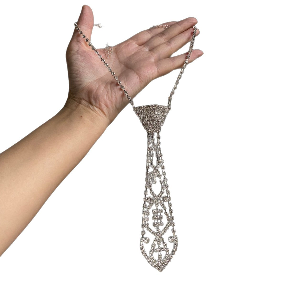 Rhinestone Crystal Tie Necklace