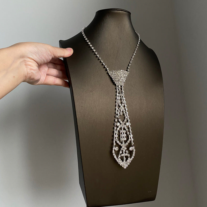 Rhinestone Crystal Tie Necklace