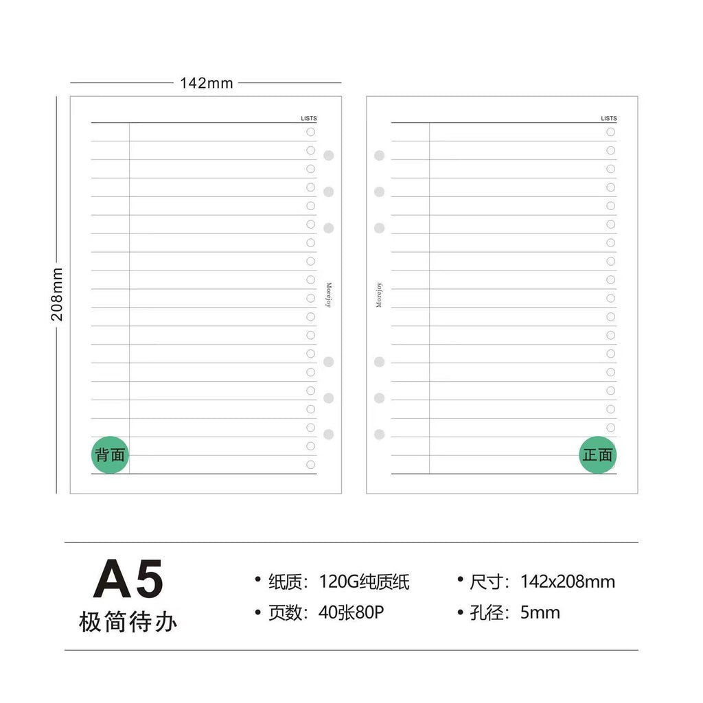A5 Loose-Leaf Planner Refill Pages, 6-Ring Binder Inserts for Journaling & Organization  