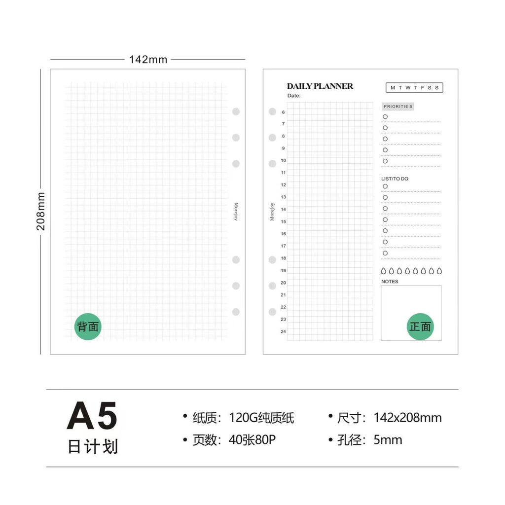 A5 Loose-Leaf Planner Refill Pages, 6-Ring Binder Inserts for Journaling & Organization  