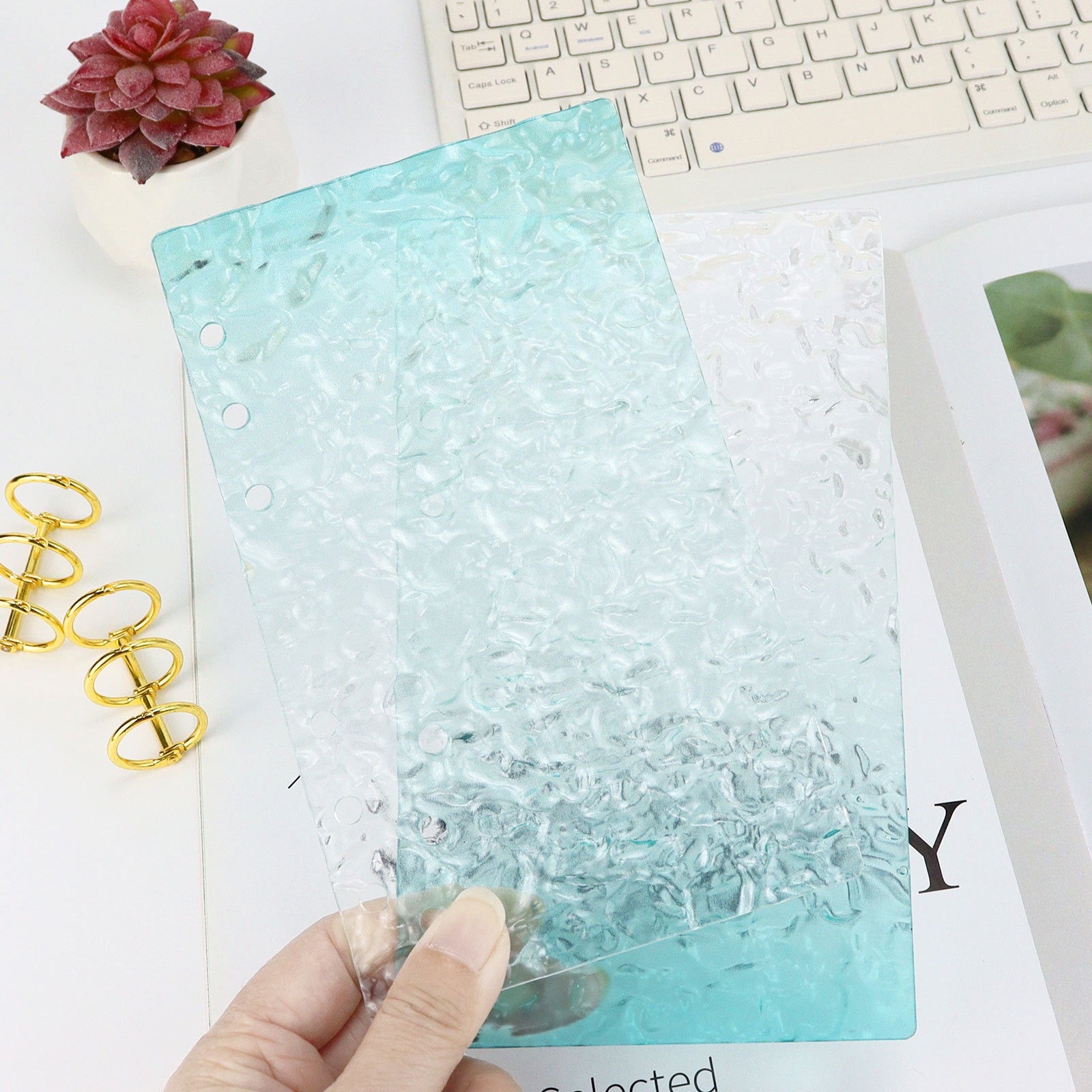  A6 Transparent Acrylic Binder Front with Wavy Pattern, Durable Protector for Budget Binder