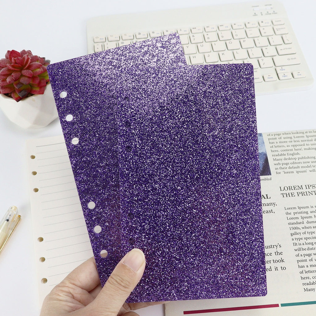 Glitter Acrylic Discbound Notebook Cover, 3-Ring Binder Shell for Planner, DIY Journal Shell with Gold/Black Rings