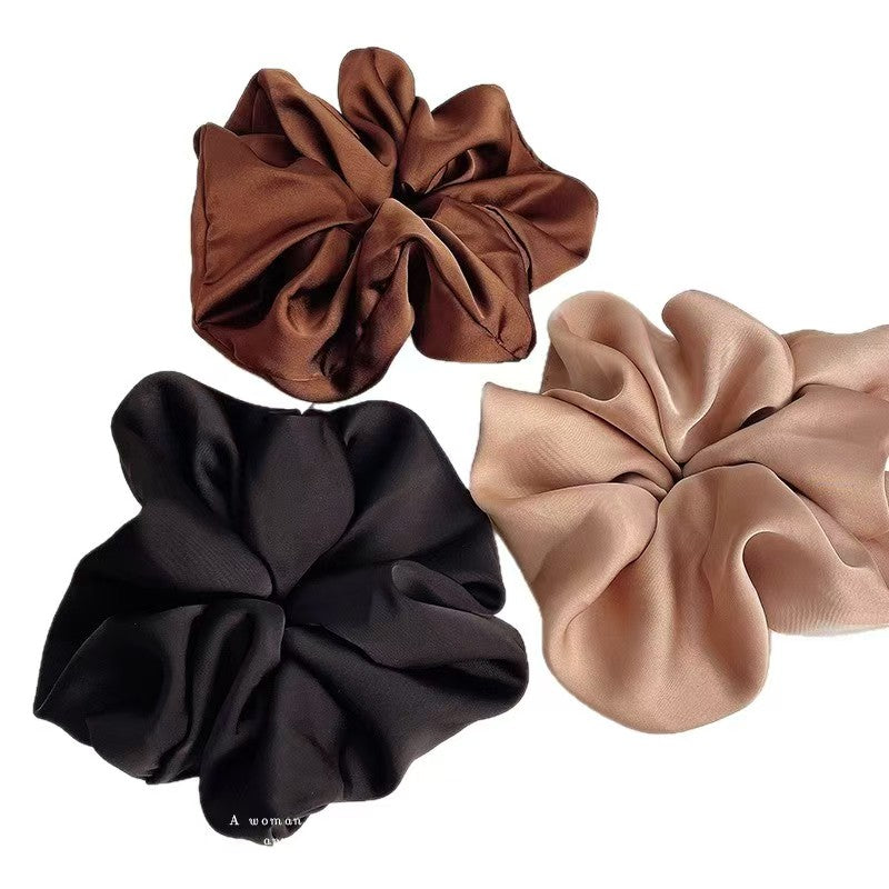 Oversized Silky Satin Scrunchies - Soft Large Hair Ties for Women, Neutral Colors