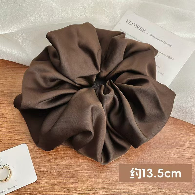 Oversized Silky Satin Scrunchies - Soft Large Hair Ties for Women, Neutral Colors