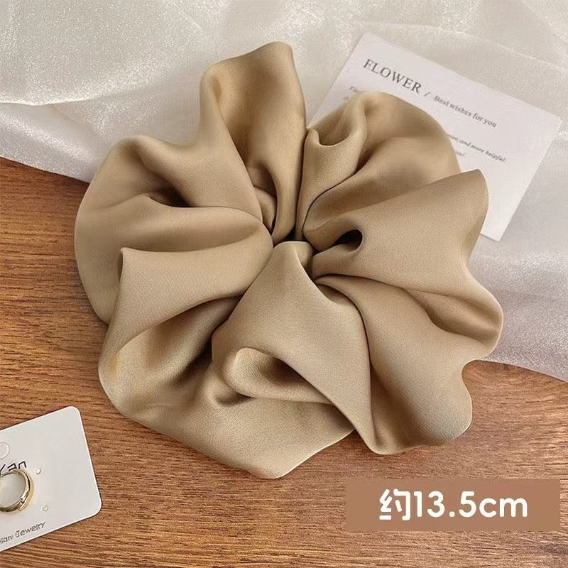 Oversized Silky Satin Scrunchies - Soft Large Hair Ties for Women, Neutral Colors
