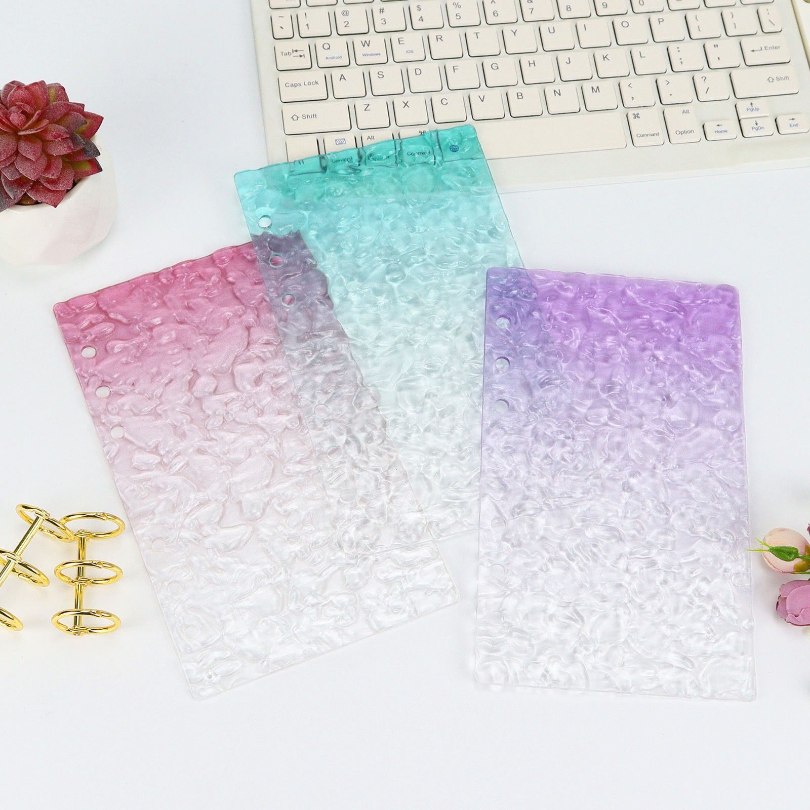  A6 Transparent Acrylic Binder Front with Wavy Pattern, Durable Protector for Budget Binder