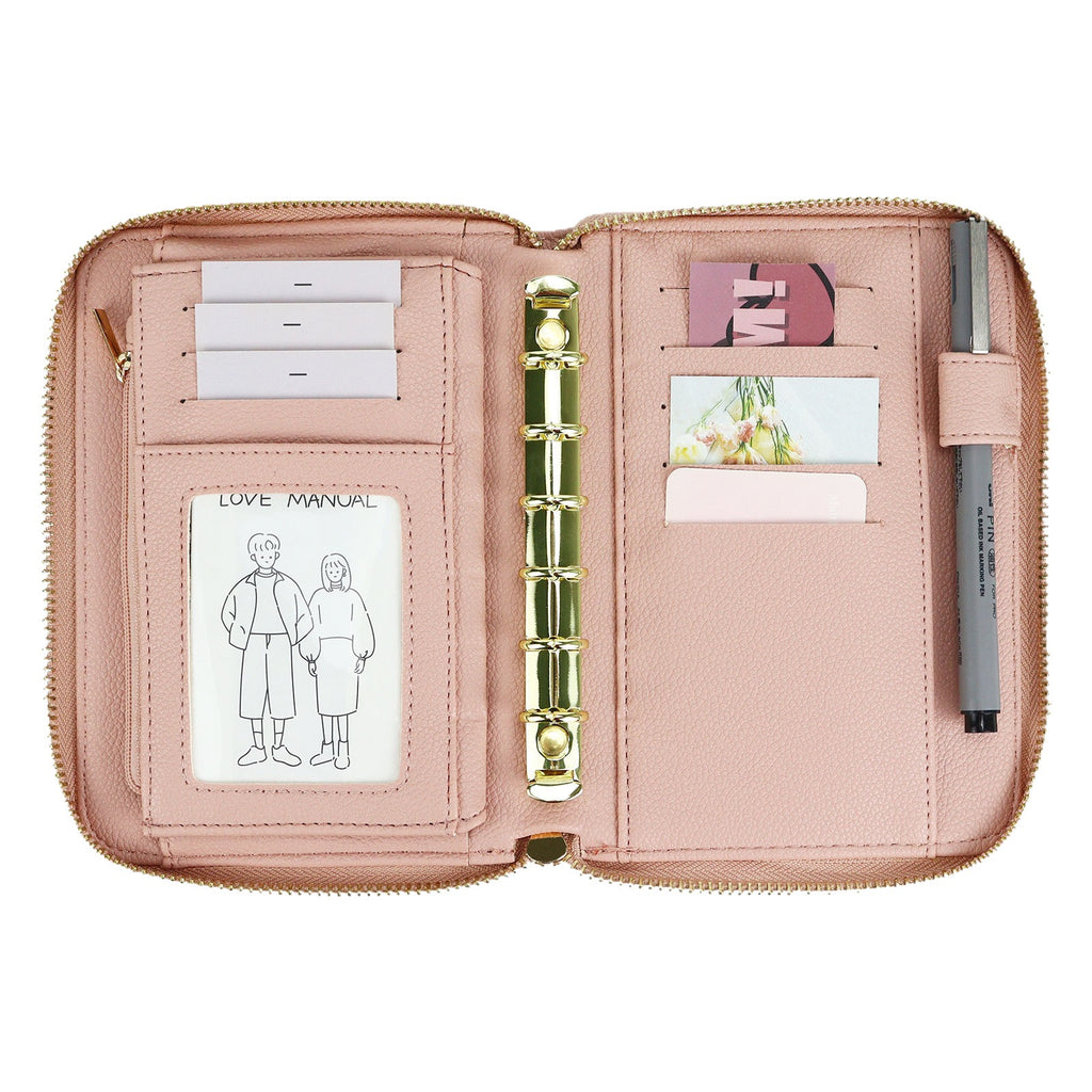 Minimalist PU Leather Budget Binder with Zipper, Cash Envelope System for Financial Planning