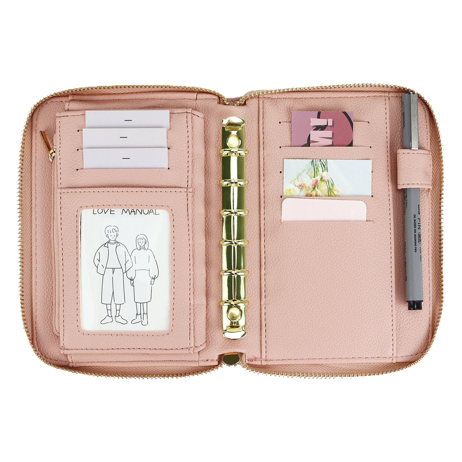 Minimalist PU Leather Budget Binder with Zipper, Cash Envelope System for Financial Planning