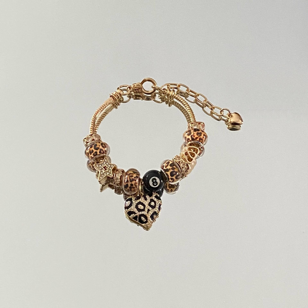 Leopard Print Butterfly Charm Bracelet