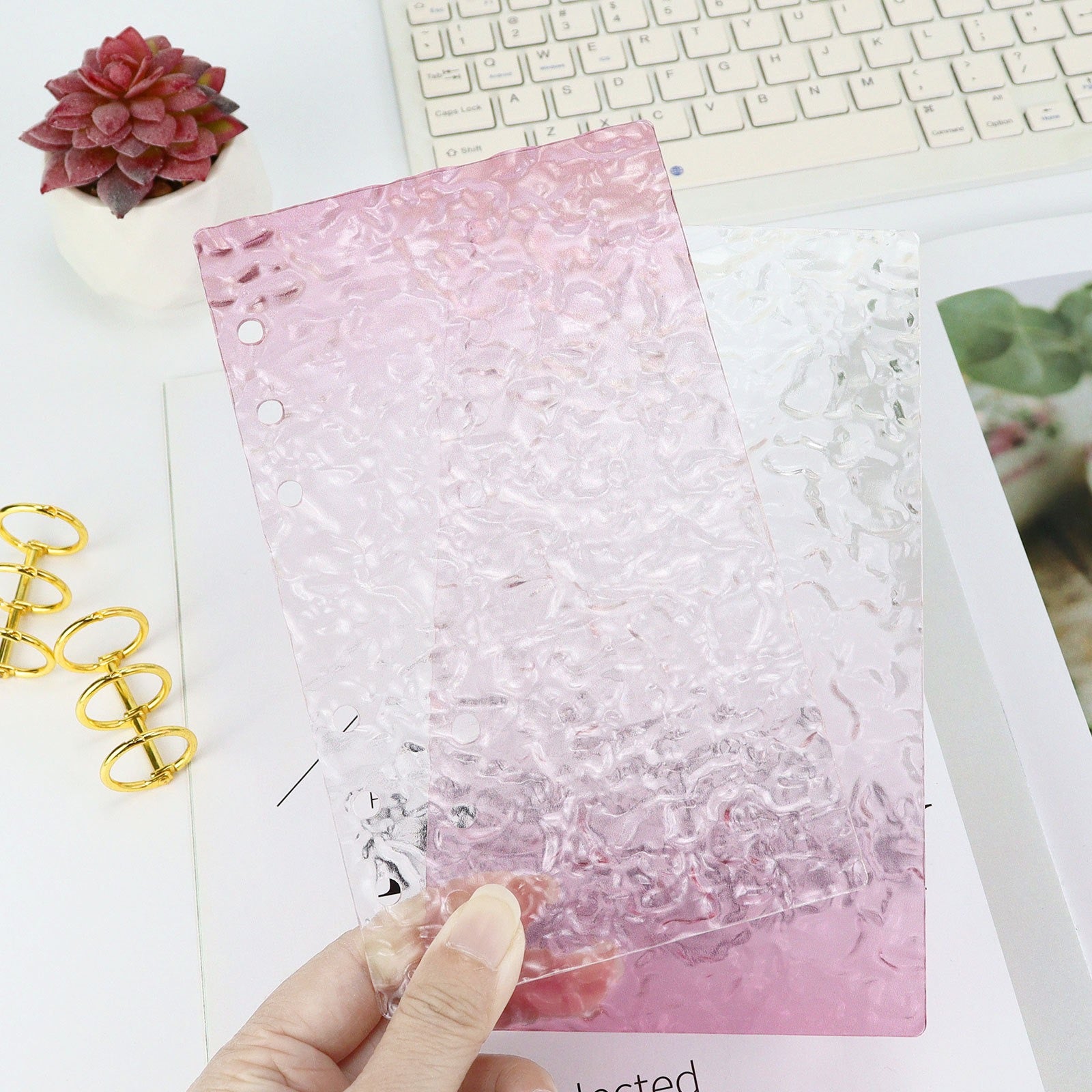  A6 Transparent Acrylic Binder Front with Wavy Pattern, Durable Protector for Budget Binder