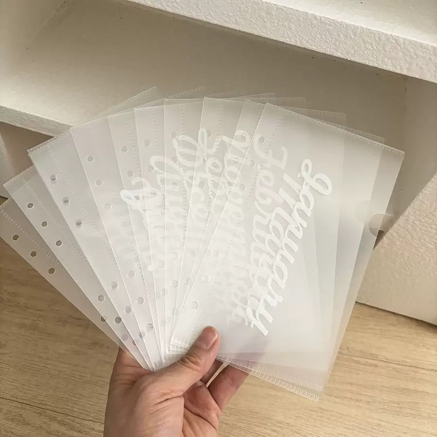 12Pcs Monthly Budget Cash Envelopes Set - Clear 6-Ring A6 Binder Inserts with Month Prints