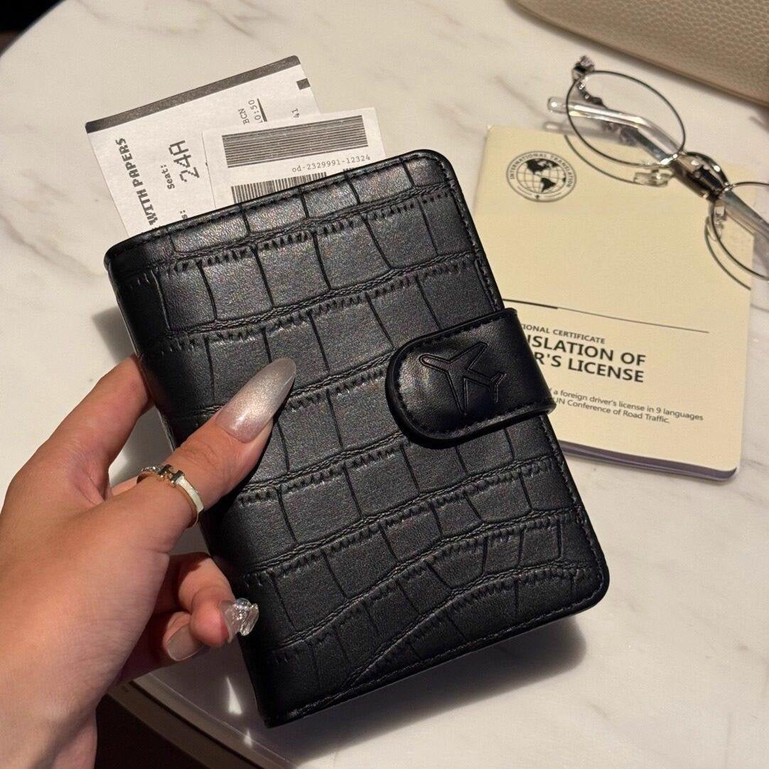 Multi-Functional Leather Passport Holder Wallet, Travel Document Organizer with Card Slots & Cash Pocket