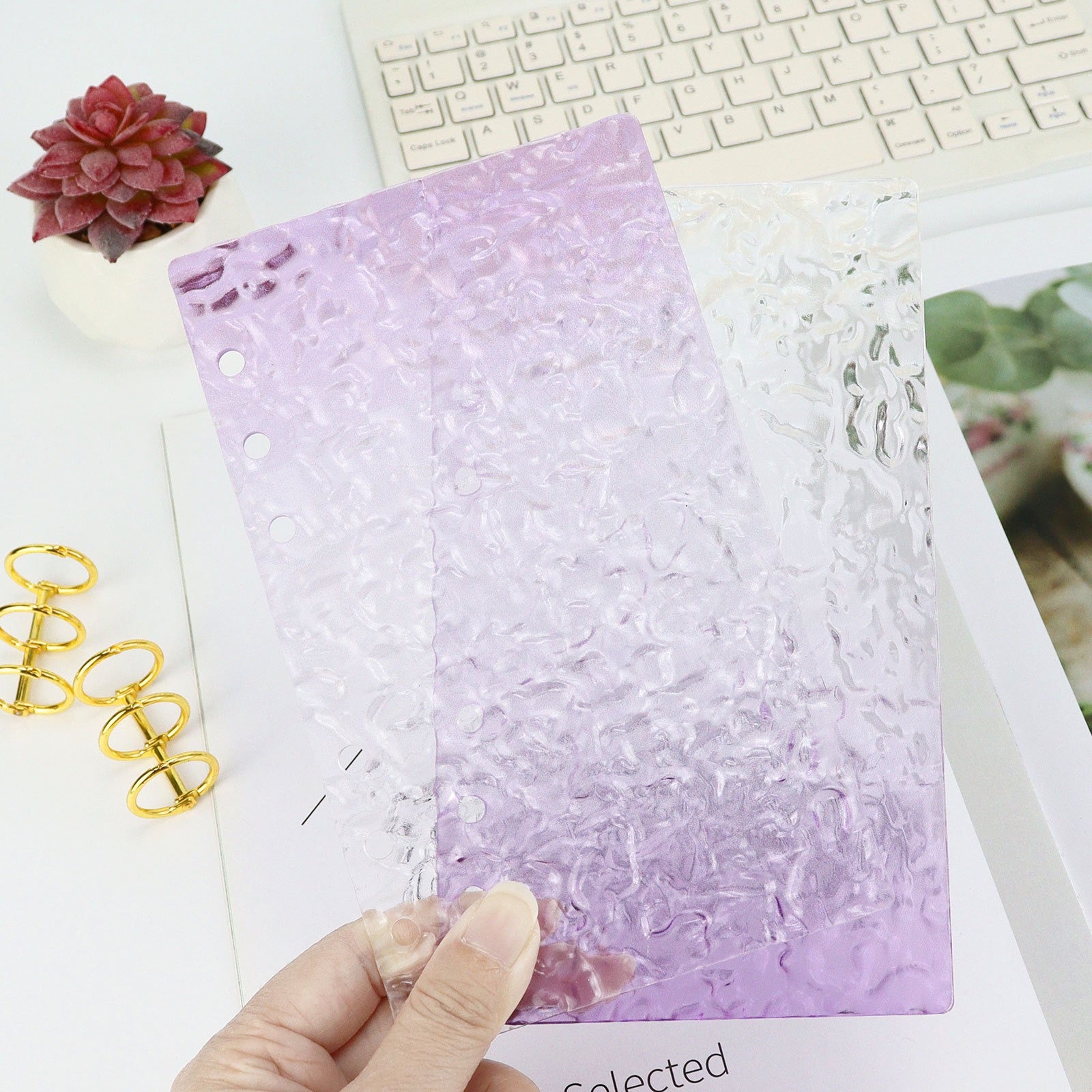  A6 Transparent Acrylic Binder Front with Wavy Pattern, Durable Protector for Budget Binder