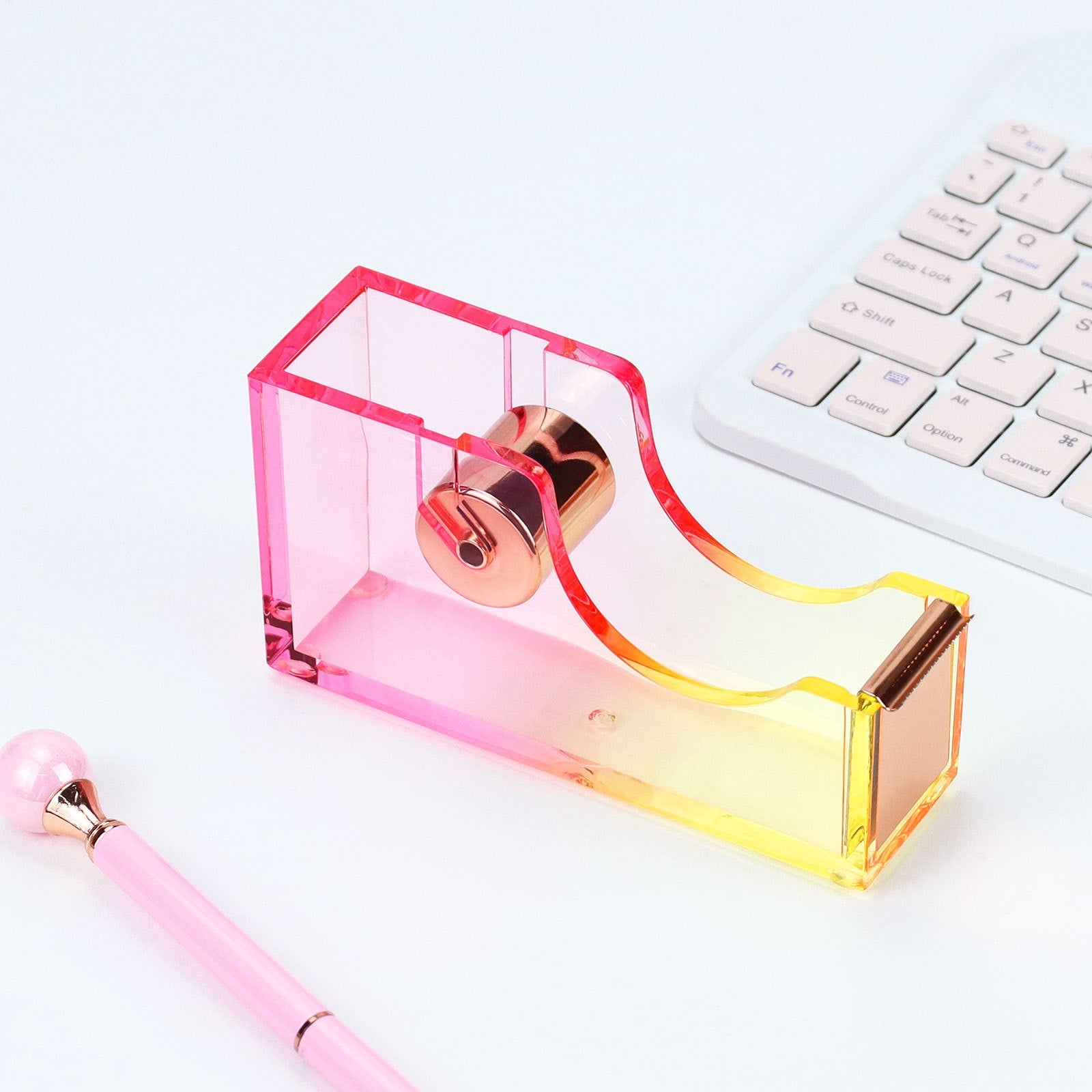 Gradient Acrylic Tape Dispenser - Large Desktop Tape Cutter, Cute Aesthetic Office & School Supplies