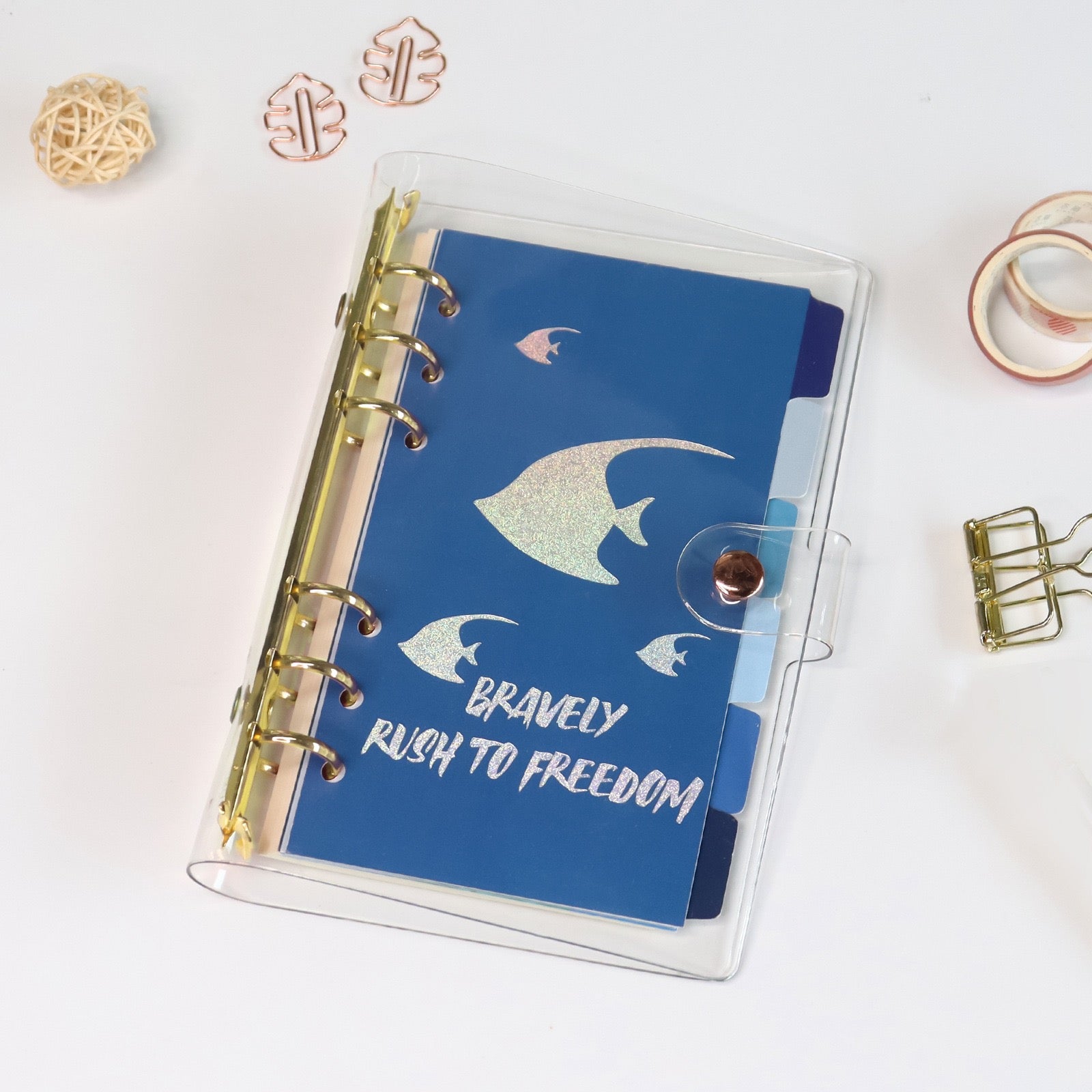 Ocean Themed A6 Binder Dividers, 6-Hole PVC Index Tabs for Loose-Leaf Planner & Journal